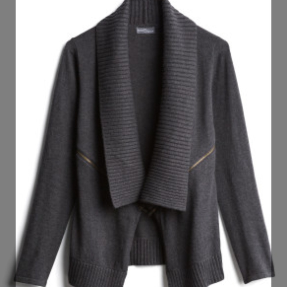 Lacie Cotton Blend Ribbed Zipper Detail Cardigan